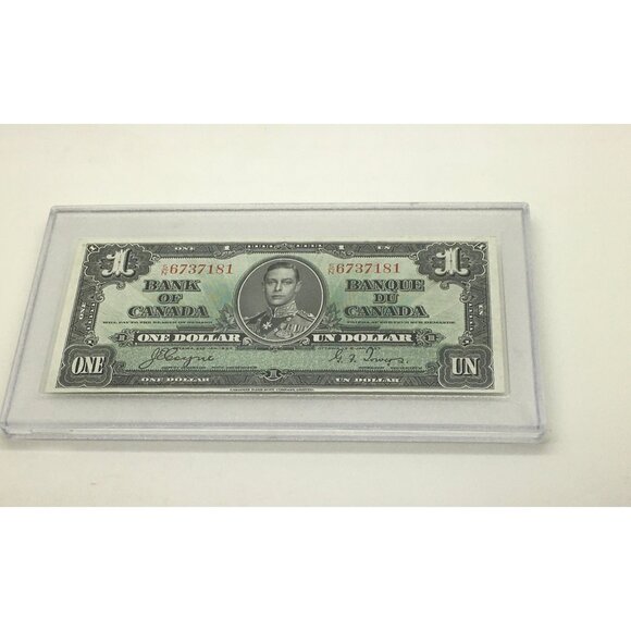 Bank Of Canada 1937 1 Dollar One Dollar King George VI In Hard Case Holder - Picture 1 of 2